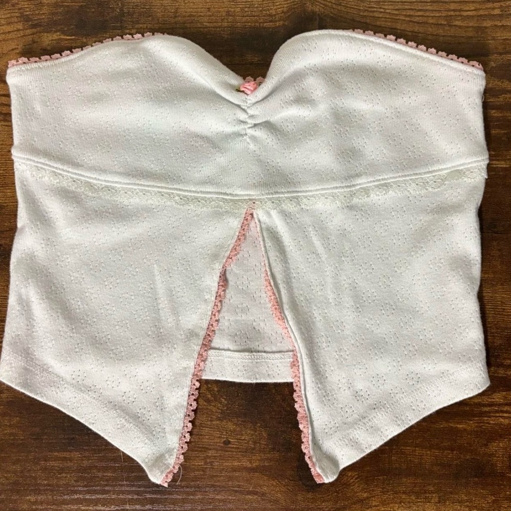 Urban Outfitters Coquette Rosette White Strapless Tunic Top - Picture 10 of 11